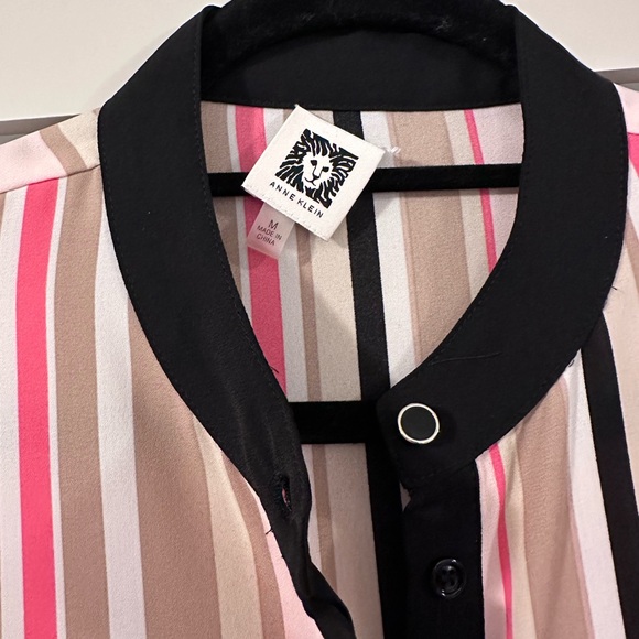 Anne Klein Multi-Colored Stripe Button Up Blouse - Picture 2 of 6